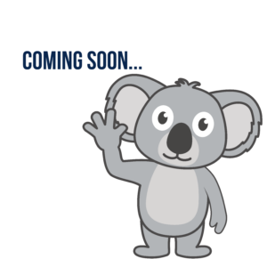 Koala mit einer Gedankenblase in der steht Coming Soon